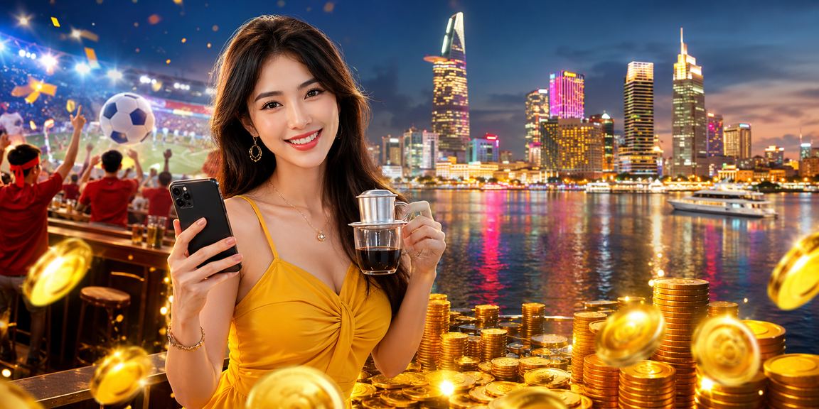 Người dùng TP. HCM xem kết quả xổ số trên điện thoại bên ly cà phê sáng